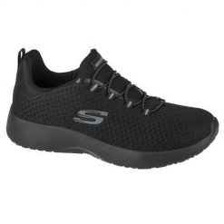 Buty do chodzenia damskie Skechers Dynamight. Czarne buty treningowe Skechers, bez wzorów, z materiału, bez zapięcia, trekkingowe. Za 349.00 zł.