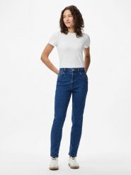 Pieces Dżinsy "Pcbella" - Tapered fit - w kolorze niebieskim rozmiar: W28/L32. Niebieskie jeansy Pieces, l, z aplikacjami, ze skóry, klasyczne, z podwyższonym stanem. Za 100.99 zł.