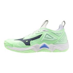 Buty halowe Mizuno Wave Momentum. Niebieskie buty do biegania Mizuno, bez wzorów, z gumy, bez zapięcia, do biegania, mizuno wave. Za 459.99 zł.
