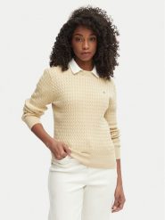 Tommy Hilfiger Sweter WW0WW44993 Beżowy Regular Fit. Brązowe swetry Tommy Hilfiger, xl, bez wzorów, z bawełny, bez ramiączek. Za 529.99 zł.