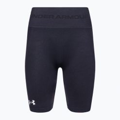 Spodenki fitness damskie Under Armour Train Seamless. Czarne szorty sportowe Under Armour, bez wzorów, na fitness i siłownię. Za 159.99 zł.