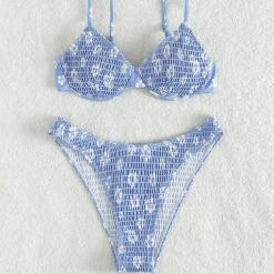 Bikini push-up plażowe z delikatnymi ramiączkami Salwa. Niebieskie bikini Intica, bez wzorów, z materiału. Za 129.00 zł.