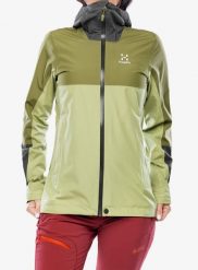 Kurtka przeciwdeszczowa damska Haglofs Finch Proof Jacket. Zielone kurtki Haglöfs, uniwersalny, bez wzorów, bez kaptura. Za 489.49 zł.