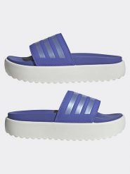 Adidas Klapki w kolorze niebiesko-białym rozmiar: 40,5. Białe klapki adidas, bez wzorów, klasyczne, z otwartym noskiem, bez obcasa, bez zapięcia. Za 169.26 zł.