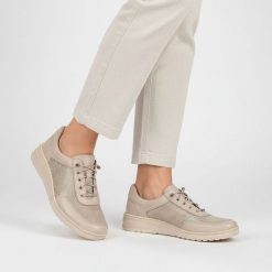 Półbuty damskie Wasak, cholewka skóra naturalna elementy materiałowe siateczkowe sznurowanie gruba podeszwa profilowana, beżowe, 0763. Brązowe półbuty wsuwane Wasak, bez wzorów, z materiału, bez obcasa. Za 329.00 zł.