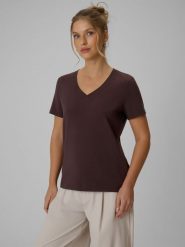 4F T-shirt regular gładki damski - brązowy S. Brązowe t-shirty 4f, s, bez wzorów, z bawełny, biznesowe, bez kołnierzyka, bez ramiączek. Za 59.99 zł.