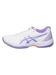 Asics Buty "Solution Swift FF" w kolorze biało-fioletowym do tenisa rozmiar: 42. Białe buty treningowe ASICS, bez wzorów, bez zapięcia, tenisowe. Za 260.35 zł.