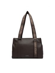 Calvin Klein Torebka Webbing Adj Strap Tote LV04F3644G Brązowy. Brązowe torebki klasyczne Calvin Klein, bez wzorów, ze skóry, bez dodatków. Za 649.99 zł.