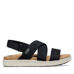Sandały Keen. Czarne sandały Keen, bez wzorów, bez obcasa, na płaskiej podeszwie, bez zapięcia. Za 499.99 zł.