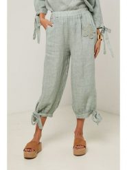 Le Monde du Lin Lniane spodnie w kolorze miętowym rozmiar: 38/40. Zielone spodnie materiałowe Le Monde du Lin, bez wzorów, ze lnu. Za 130.99 zł.