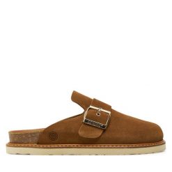 Klapki Genuins. Brązowe klapki Genuins, bez wzorów, bez obcasa, bez zapięcia. Za 369.99 zł.