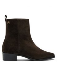 Tommy Hilfiger Botki Low Cowboy Flat Suede FW0FW08104 Brązowy. Brązowe botki Tommy Hilfiger, bez wzorów, ze skóry, bez obcasa, na płaskiej podeszwie, bez zapięcia. Za 469.99 zł.