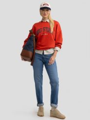 Bluza damska z logo BIG STAR czerwona Rubekana 704. Czerwone bluzy BIG STAR, l, bez wzorów, z bawełny, bez kaptura. W wyprzedaży za 79.99 zł.