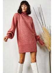 Olalook Sukienka dzianinowa w kolorze jasnoróżowym rozmiar: onesize. Różowe sukienki Olalook, bez wzorów, z dzianiny, bez kołnierzyka, bez ramiączek, midi. Za 132.98 zł.