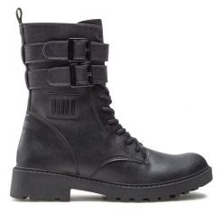 Trapery Geox. Czarne traperki Geox, bez wzorów, bez obcasa, bez zapięcia. Za 419.99 zł.