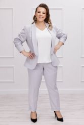 Elegancki żakiet Neva w popielatym kolorze XXL OVERSIZE WIOSNA. Szare marynarki i żakiety Moda Size Plus Iwanek, s, bez wzorów, z bawełny, eleganckie, bez ramiączek. W wyprzedaży za 159.90 zł.