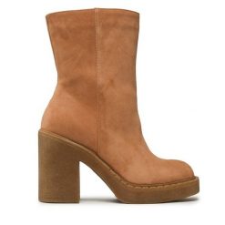 Botki R.Polański. Brązowe botki R.Polański, bez wzorów, bez obcasa, na słupku, bez zapięcia. Za 329.99 zł.