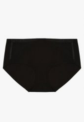 Czarne Majtki Figi High Waist z Bezszwowym Wykończeniem Kolaniris. Czarne figi Renee, bez wzorów, z jeansu, z podwyższonym stanem. W wyprzedaży za 11.99 zł.