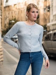 Kardigan - szary. Szare swetry Sinsay, l, bez wzorów, bez ramiączek. Za 49.99 zł.