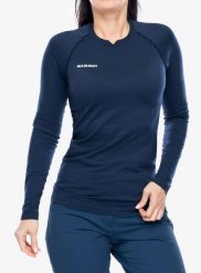 Bluza termoaktywna damska Mammut Trift Longsleeve. Niebieskie bluzy Mammut, m, bez wzorów, z poliamidu, bez kaptura, narciarskie. Za 455.75 zł.