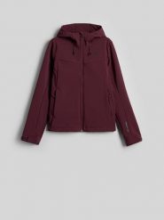 4F Kurtka softshell wiatroodporna damska - burgundowa S. Czerwone kurtki 4f, s, bez wzorów, z softshellu, bez kaptura. Za 299.99 zł.