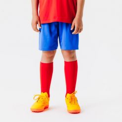 Spodenki piłkarskie Kipsta Essential Club. Niebieskie szorty KIPSTA, bez wzorów, z materiału, sportowe. Za 24.99 zł.