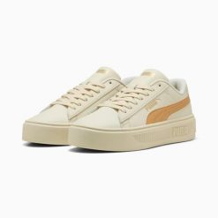 Buty sportowe damskie Puma SMASH PLATFORM V3 39075819. Brązowe buty treningowe Puma, bez wzorów, z gumy, bez zapięcia. Za 195.70 zł.