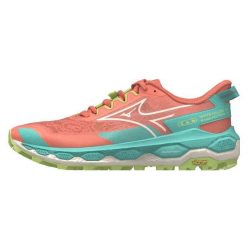 Damskie buty trailowe Mizuno Wave Mujin 11. Czerwone buty do biegania Mizuno, bez wzorów, bez zapięcia, do biegania, mizuno wave. Za 409.99 zł.