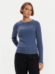 Gant Sweter 4800100 Granatowy Slim Fit. Niebieskie swetry Gant, xs, bez wzorów, z bawełny, bez ramiączek. Za 309.99 zł.