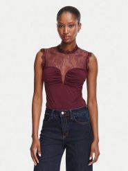 Rinascimento Body CFC0130488003 Bordowy Slim Fit. Czerwone body i gorsety Rinascimento, bez wzorów, z syntetyku, bez ramiączek. Za 469.99 zł.