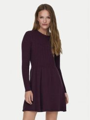 ONLY Sukienka dzianinowa 15306551 Bordowy Regular Fit. Czerwone sukienki ONLY, l, bez wzorów, z dzianiny, bez kołnierzyka, bez ramiączek. Za 199.99 zł.