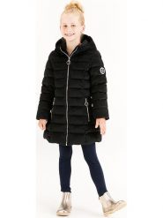 HULABALU Płaszcz zimowy w kolorze czarnym rozmiar: 110/116. Czarne płaszcze HULABALU, na zimę, z aplikacjami, bez kaptura. Za 192.33 zł.