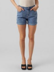Vero Moda Szorty dżinsowe "Zuri" w kolorze niebieskim rozmiar: XXL. Niebieskie szorty Vero Moda, z aplikacjami, ze skóry, klasyczne. Za 66.16 zł.
