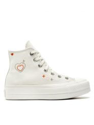 Converse Trampki Chuck Taylor All Star Lift Platform Y2K A09114C Biały. Białe trampki Converse, bez wzorów, z materiału, retro, bez zapięcia. Za 289.99 zł.