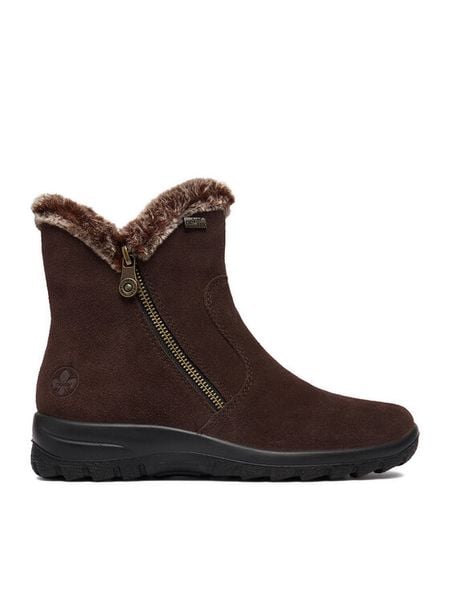 Rieker Botki CEO-L7162-25 Brązowy. Brązowe botki Rieker, bez wzorów, ze skóry, bez obcasa, na płaskiej podeszwie, bez zapięcia. Za 399.99 zł.