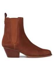 MICHAEL Michael Kors Sztyblety Kinlee Bootie 40F3KNME5S Brązowy. Brązowe botki MICHAEL Michael Kors, bez wzorów, ze skóry, bez obcasa, na słupku, bez zapięcia. Za 639.99 zł.