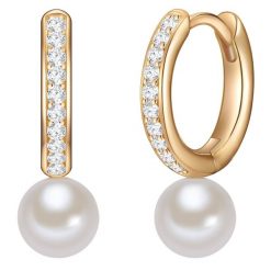Valero Pearls Srebrne kolczyki kreole srebro wysokiej próby Cyrkonia Perła hodowlana słodkowodna srebrny Kolczyki koła 1 ct Damski. Szare kolczyki Valero Pearls, z cyrkonią, pozłacane. Za 479.99 zł.