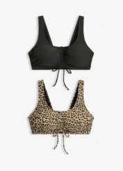 Biustonosz bikini bustier z troczkami (2 szt.). Czarne bikini bonprix, bez wzorów. Za 169.99 zł.