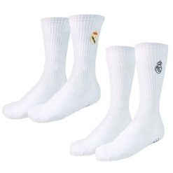 Skarpetki wysokie kibicowskie 2-pak Real Madryt. Białe skarpetki Real Madrid, bez wzorów, z bawełny. Za 67.90 zł.