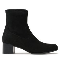 Botki Caprice. Czarne botki Caprice, bez wzorów, bez obcasa, na słupku, bez zapięcia. Za 199.99 zł.
