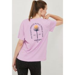 Protest t-shirt bawełniany kolor fioletowy. Fioletowe t-shirty Protest, bez wzorów, z bawełny, bez kołnierzyka, bez ramiączek. W wyprzedaży za 75.99 zł.