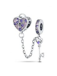 CHARM'S Srebrny łańcuszek zabezpieczający z kryształami rozmiar: onesize. Różowe łańcuszki CHARM'S, z kryształem, srebrne. Za 183.59 zł.