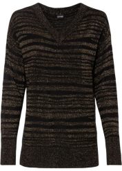 Sweter z połyskiem, ze zrównoważonej wiskozy. Czarne swetry bonprix, bez wzorów, z wiskozy, bez ramiączek. Za 114.99 zł.