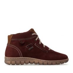 Botki Josef Seibel. Czerwone botki Josef Seibel, bez wzorów, bez obcasa, na płaskiej podeszwie, bez zapięcia. Za 399.99 zł.