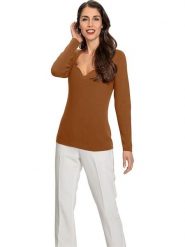 Heine Sweter w kolorze jasnobrązowym rozmiar: 50. Brązowe swetry Heine, bez wzorów, bez ramiączek. Za 69.99 zł.