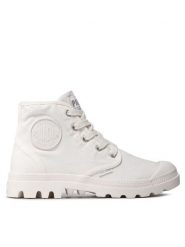 Palladium Trapery Pampa Hi 92352-116-M Biały. Białe traperki Palladium, bez wzorów, z materiału, bez obcasa, bez zapięcia. Za 449.99 zł.
