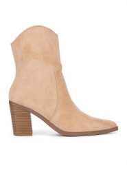 JENNY Kowbojki WFA2812-1 Beżowy. Brązowe botki Jenny, bez wzorów, bez obcasa, na słupku, bez zapięcia. Za 135.99 zł.