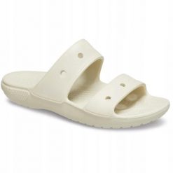 Klapki Dla Dorosłych Crocs Classic Sandal. Białe klapki Crocs, bez wzorów, z materiału, bez obcasa, bez zapięcia. Za 118.99 zł.