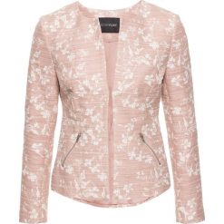 Żakiet boucle bonprix jasnoróżowy vintage w kwiatki. Marynarki i żakiety marki House. Za 179.99 zł.