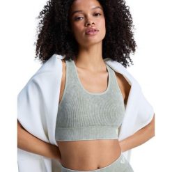 Stanik sportowy damski CHILLOUT SEAMLESS WASHED. Zielone biustonosze sportowe Roxy, bez wzorów, z elastanu. Za 189.99 zł.